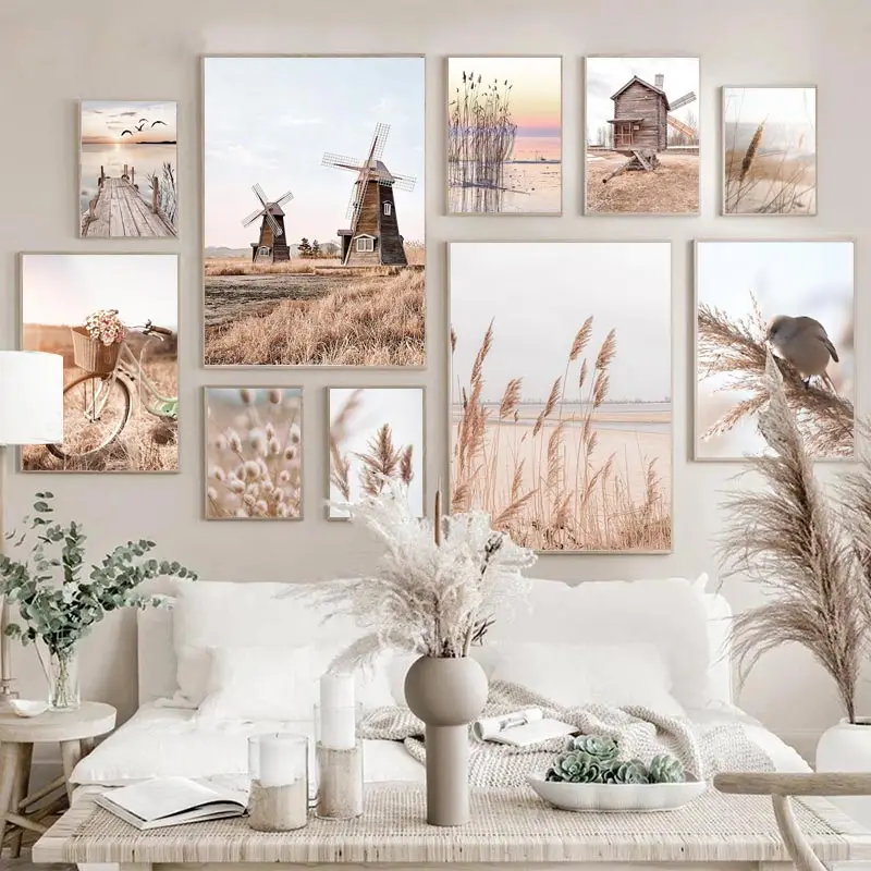 Beige Landscape Wall Art Poste - Orchard Sprayer Tractor review and price